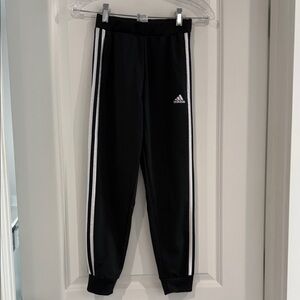 Adidas Kids Black Joggers with White Stripes